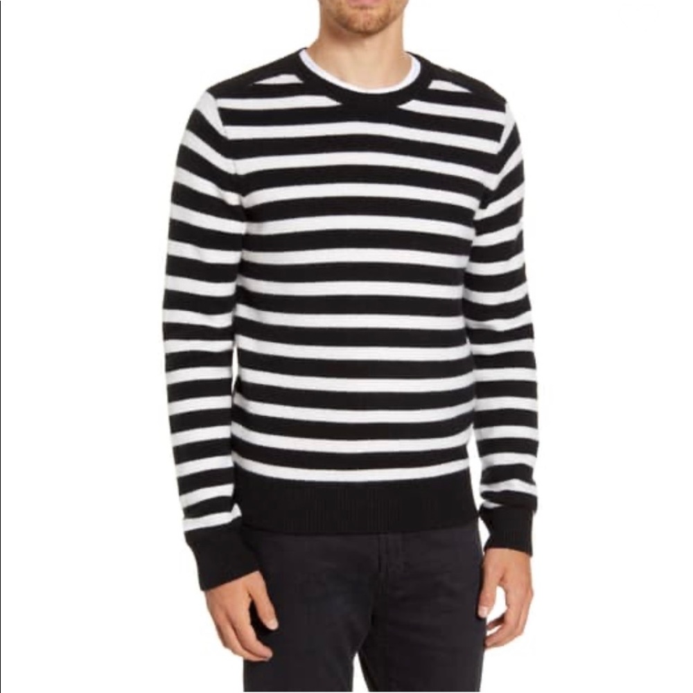 Frame Stripe Crewneck Wool Blend Sweater